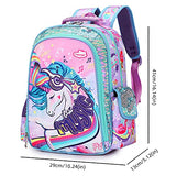 Unicorn Backpack for Girls, Kid 16 Inch Water Resistant Preschool Primary Kindergarten Elementary School Bookbag With Water Bottle Pocket and Chest Strap Large Capacity - Purple
