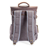 Vintage Leather Canvas Backpack, Retro Canvas Campus School Rucksack Fits 15.6 inch Laptop