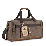 Bluboon Overnight Bag Canvas Genuine Leather 18.9"/7.9"/13.0" Vintage Travel Duffel Bags (Big