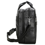 Polare Men'S Real Soft Napa Leather 17'' Briefcase Laptop Business Bag Black