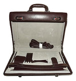 Mancini Leather Slim Attache Laptop Briefcase Bordeaux/Burgundy