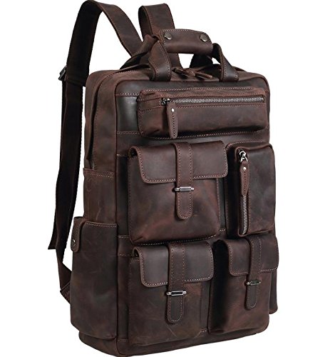 Polare Mens Handcrafted Real Leather Vintage Laptop Backpack Shoulder ...