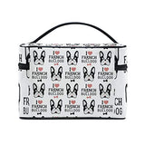 GIOVANIOR I Love French Bulldog Large Cosmetic Bag Travel Makeup Organizer Case Holder for Women