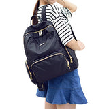 ABage Women's Nylon Backpack Chic Water Resistant Travel College Backpack Schoolbag, Black
