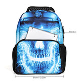 Koolertron 3D Skull Crossbone Print Daypack Backpack School Bag Multicoloured Boys Girls School