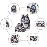 Hey Yoo Fashion High Capacity Canvas Backpack Set Cute Laptop School Bag for Teen Girls, Black
