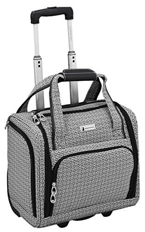 London Fog Softside 15" Under The Seat Bag, Black White Square Jacquard