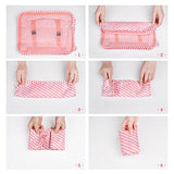 Packing Cubes 7 Pcs Travel Luggage Packing Organizers Set with Toiletry Bag (PINK STRIPE)