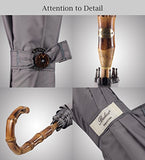 UK Designed—Balios Prestige Walking Stick Umbrella—Bamboo Handle—Double Canopy (Metallic Gray)