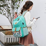 School Backpack for Girls,Hey Yoo 2019 Large Capacity Printing Canvas Backpack Bookbag School Bag for Girls School (water blue)