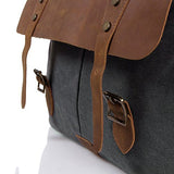 Lifewit Genuine Leather Vintage 15.6" Laptop Canvas Messenger Satchel Bag (Grey)