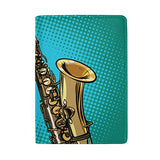 Saxophone Solo Performance Blocking Print Passport Holder Cover Case Travel Luggage Passport Wallet Card Holder Made With Leather For Men Women Kids Family