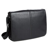 Boconi Tyler Tumbled Slim Mailbag Messenger (Black with Khaki)