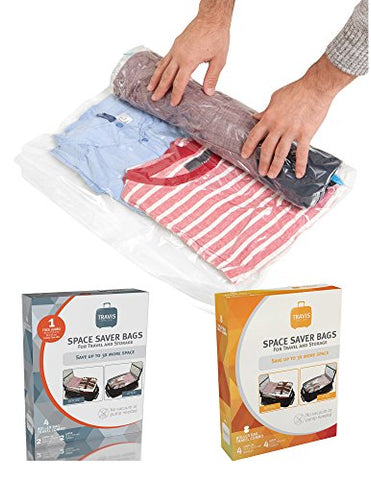 Travis Travel Gear Space Saver Bags. No Vacuum Rolling Compression, Pack Of 2 Medium