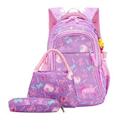 Fanci 3Pcs Bowknot Cat Prints Elementary Girls School Bookbag Rucksack for Primary Girls School