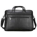 Polare Men'S Real Soft Napa Leather 17'' Briefcase Laptop Business Bag Black