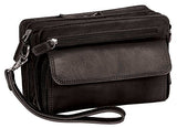 Mancini Leather Goods Deluxe RFID Unisex Shoulder Bag (Black)