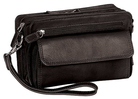 Mancini COLOMBIAN Deluxe Unisex Bag, Leather Shoulder Bag in Black