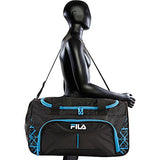 Fila Fastpace Small Sports Duffel Gym Bag, Black/Blue, One Size