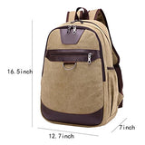 ABage Vintage Canvas Leather Travel Student Laptop Backpack School Bag Bookbag Rucksack, Khaki