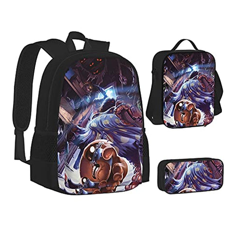 The Bin-Ding Of Is-Aac Backpack Three-Piece Cartoon School Bag With Pencil Case Messenger Lunch Bag