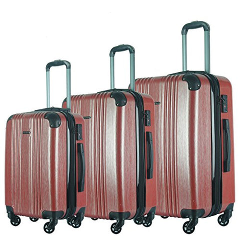 3 Pc Luggage Set Durable Lightweight Spinner Suitecase Lug3 6111 Red