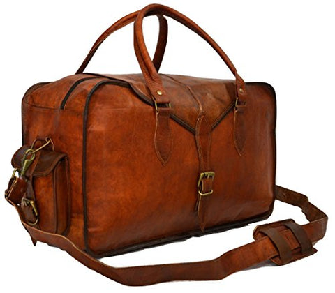 Men'S Genuine Leather Vintage Duffle Gym Large Travel Weekend Luggage Bag …