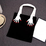Bibitime Halloween Canvas Tote Bag Women Beach Crossbody Purse Handbag Reusable Shopping Bags