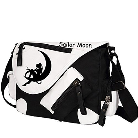 Yoyoshome Sailor Moon Anime Tsukino Usagi Cosplay Backpack Messenger Bag Shoulder Bag (Black)
