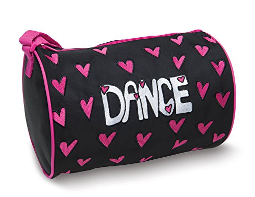Dansbagz By Danshuz Girl'S Hearts For Dance Duffel Bag, Black, Hot Pink, Os