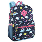 Girl's 6 in 1 Backpack Set Including A Backpack, Lunch Bag, Pencil Case,Water Bottle, Pom Pom Keychain, And Clip (Unicorn)