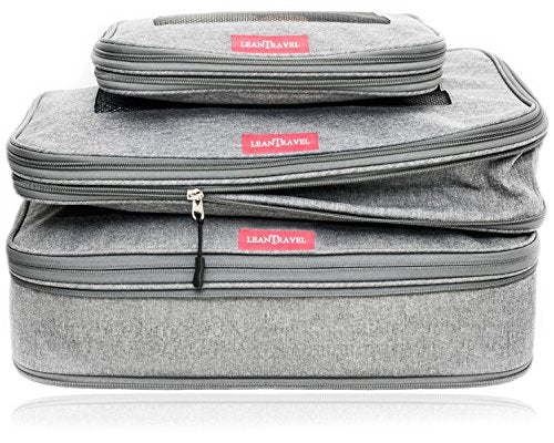 Set 3 Compression Packing Cubes Luggage Organizers Travel With Double  ZIPPER for sale online