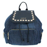 Bebe Womens Donna Denim Faux Leather Trim Backpack Blue O/S