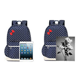 ABage 3 Pieces School Backpack Book Bag Daypack Bookbag with Lunch Bag and Purse, Sky Blue