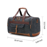 BLUBOON Travel Duffel Bag Canvas Weekender Overnight Carry-on Luggage with Genuine Leather Trim for