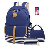 FLYMEI Cute Backpack for Women, School Backpack for Girls Fashion Bookbag for Women 15.6'' Laptop Back Pack with USB Charging Port, Lightweight Blue Bookbag Casual Girl Backpack