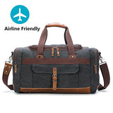 BLUBOON Travel Duffel Bag Canvas Weekender Overnight Carry-on Luggage with Genuine Leather Trim for
