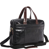 Mancini Leather Goods RFID Secure Double Compartment Laptop Briefcase