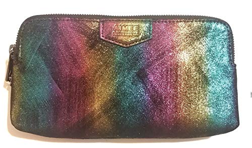 AIMEE KESTENBERG Gala Double Zip Rainbow Black Clutch Wallet