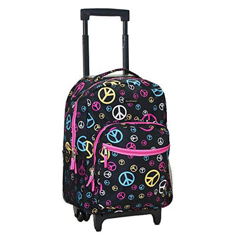 Rockland Luggage 17 Inch Rolling Backpack, Peace, Medium