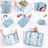 Packing Cubes for Travel, 8Pcs Compression Travel Cubes Set Foldable Suitcase Organizer Lightweight Luggage Storage Bag (Blue)