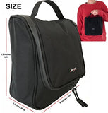 WAYFARER SUPPLY Hanging Toiletry Bag: Pack-it-flat Travel Kit, Black