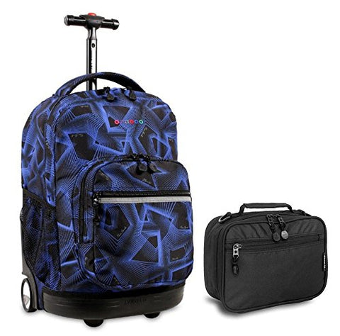 J World Disco Sunrise Roller Backpack Back Pack And Black Cody Lunch Bag Bundle Set