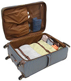 London Fog Kensington 25 Inch Expandable Spinner, Blue Tan Plaid