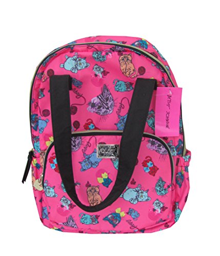 Betsey Johnson Pink Kitties Nylon Backpack Fuchsia