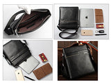 Saierlong New Mens Black Genuine Leather Briefcase Messenger Bags Business Handbags