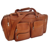 Piel Leather 20In Duffel Bag with Pockets, Saddle, One Size