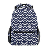 Stylish Retro Japanese Waves Backpack- Lightweight School College Travel Bags, ChunBB 16" x 11.5" x 8"