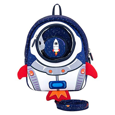 JiePai Toddler Backpack with Safety Harness Leash,Rocket Backpack for Kids Waterproof 3D Cartoon Boys/Girls Backpack,Perfect for Preschool, Daycare, and Day Trips,Age 3-6(Rocket Backpack)