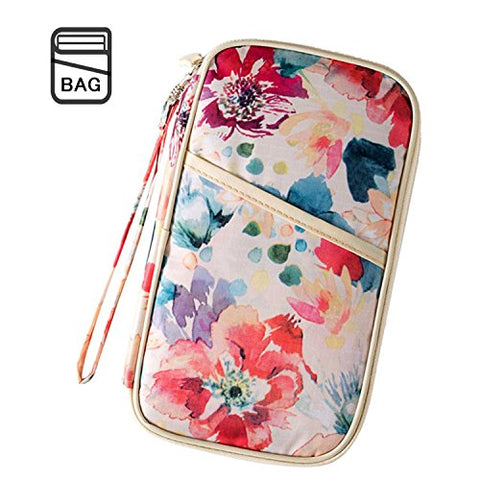 RFID Passport Holder Multi-function Travel Wallet with Vintage Flower